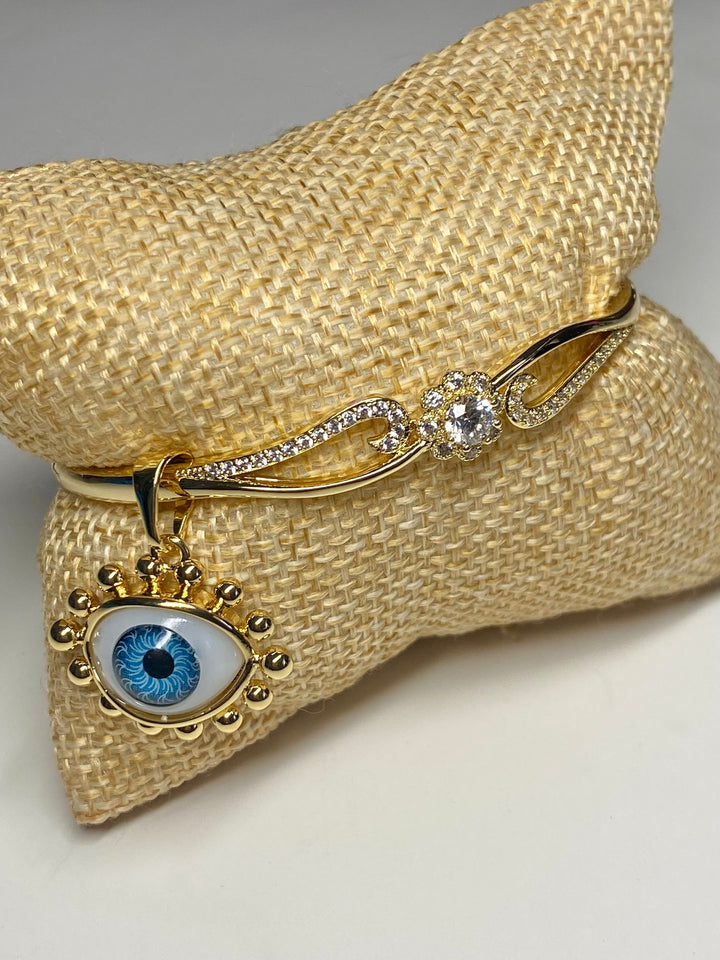 Blue Eye And Flower Bracelet